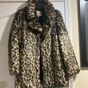Leopard Print Faux Fur Coat Gianni Bini Medium